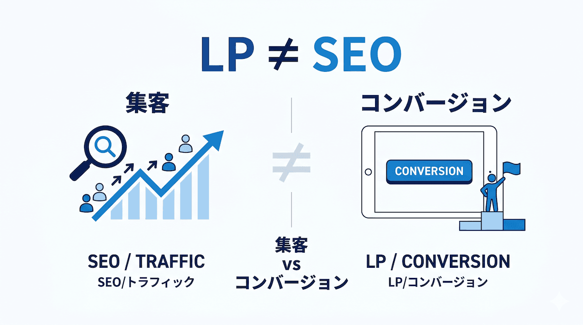 LPにSEOは意味がない?「集客」と「コンバージョン」を混同していませんか?